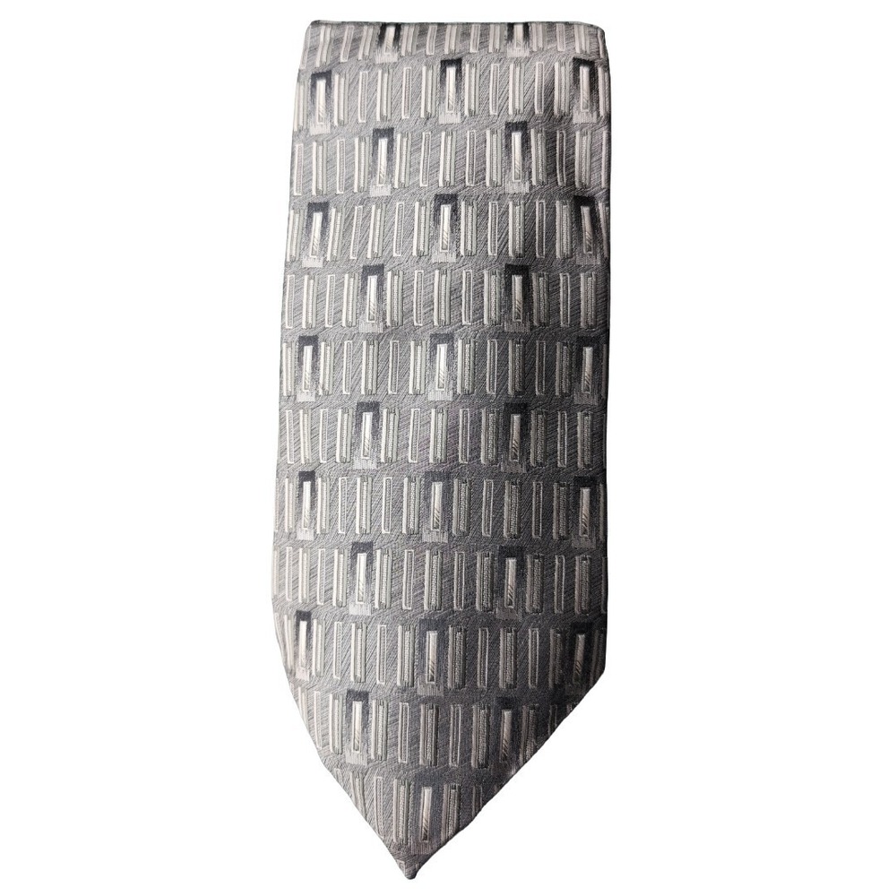 Silk Tie Brown‎ Gray Check NWT Prom Wedding Homecoming Formal Burma Bibas